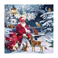 Servett Santa on Bench 20-pack