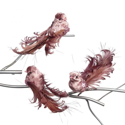 Fåglar Pink 14 cm 3-pack